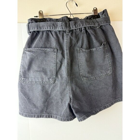 Loft Black Denim Button Fly Paper Bag Tie Denim Shorts Sz M NWOT - Picture 5 of 7